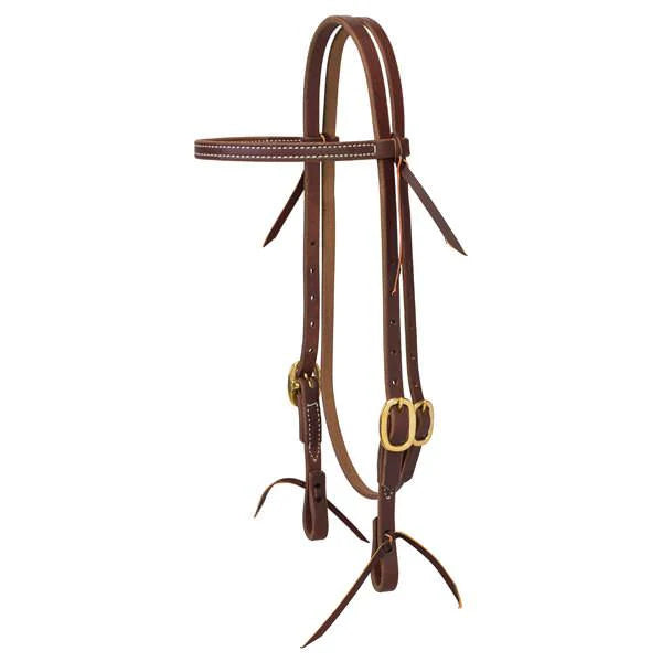 Weaver Extra Heavy Harness Leather One Ear Headstall with Tie Bit Ends - 5/8" Horse