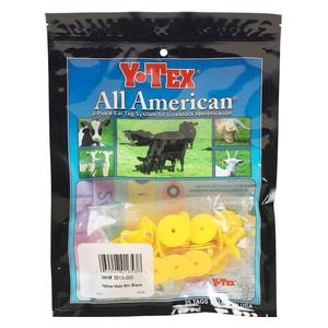 Y-Tex-All-American Male Blank Button Ear Tag-Yellow-25-Box