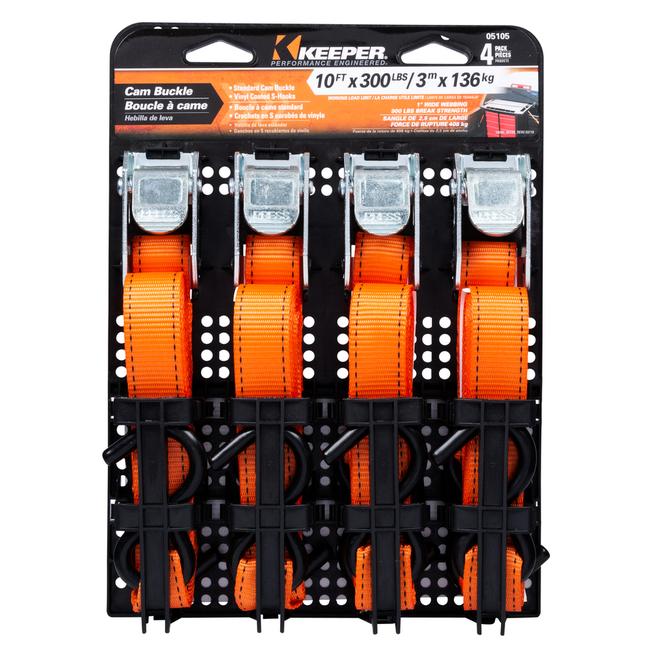 Keeper 10 Ft. Cam Buckle Tie Down (4-Pack)