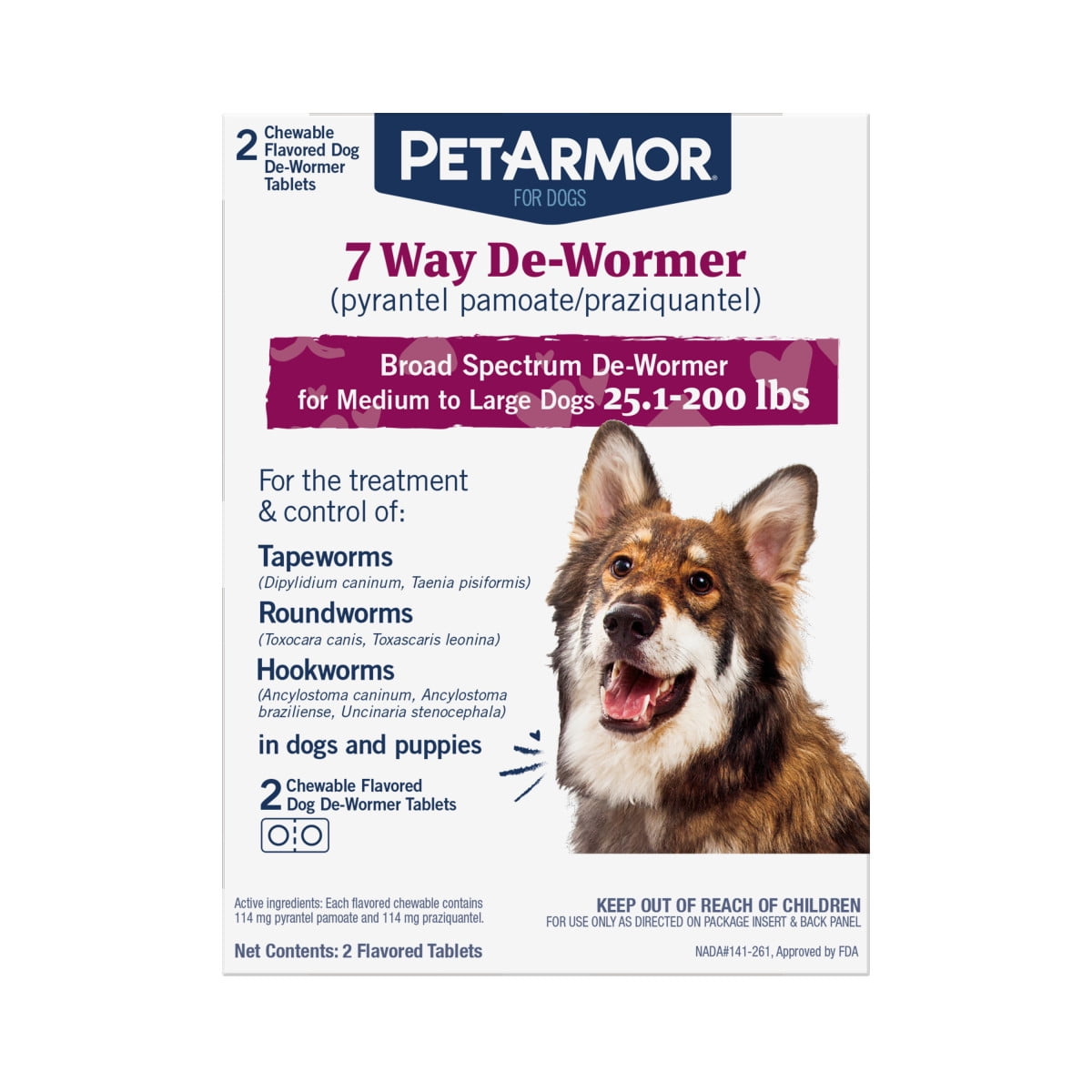 Pet Armor 7-Way De-wormer, Medium to Large Dogs