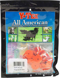 Y-Tex All-American Male Blank Button Ear Tag- Orange- 25-Box