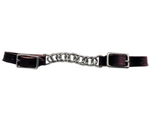 Flat Overlapped Chain Curb Strap – 5/8" Latigo Leather | 4-H approved