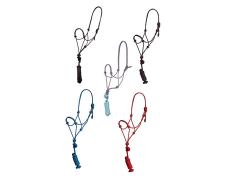 Two-Tone Braided Poly Rope Halter with 5/8" Poly Lead – Assorted Colors