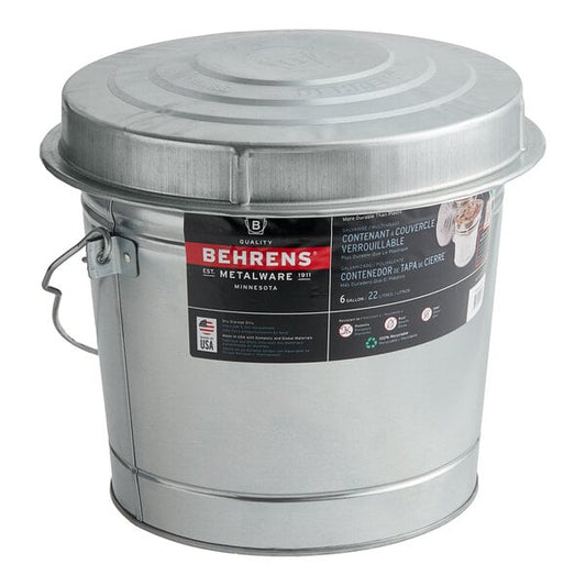 Behrens 6 Gal. Galvanized Locking Lid Trash Can with Lid