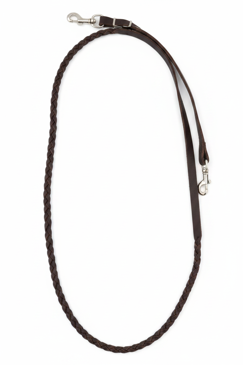 3-Plait Braided Latigo Roping Reins - Cleaned