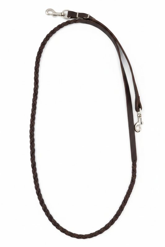 3-Plait Braided Latigo Roping Reins - Cleaned