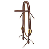 Weaver Extra Heavy Harness Leather One Ear Headstall with Tie Bit Ends - 5/8" Horse