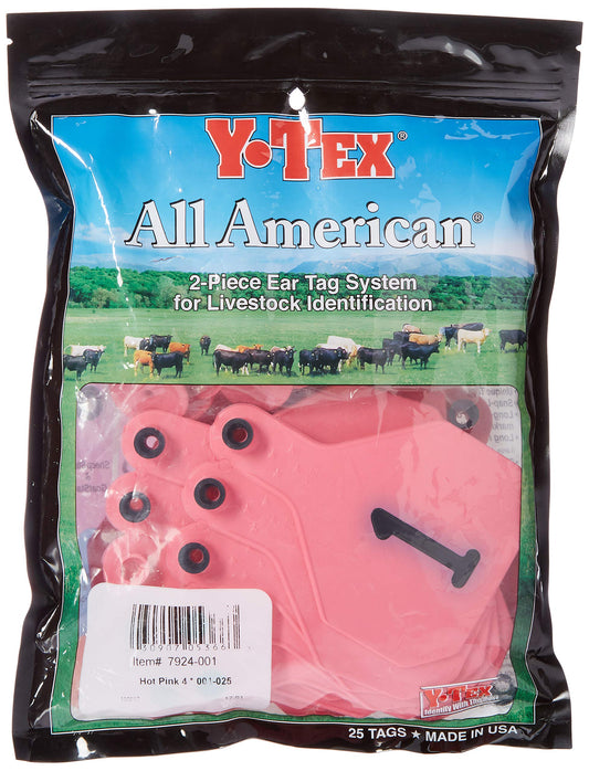 Y-TEX 4 STAR TAG LG PINK