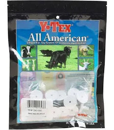 Y-Tex-All-American Male Blank Button Ear Tag- White 25-Box