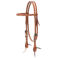 Weaver Browband Headstall - 5/8" Golden Brown Harness Leather, Nickel Hardware