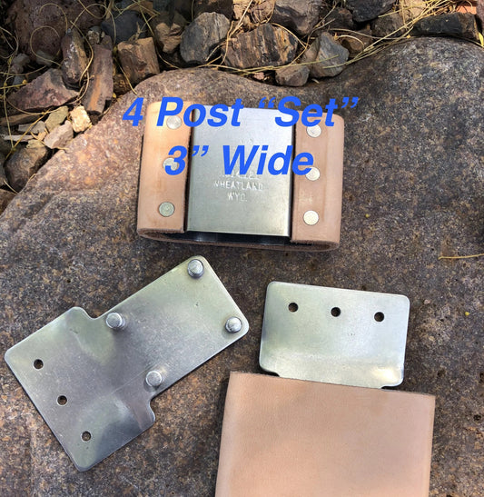 3" 4-Post Blevins Buckles with Leather-Covered Sleeves – Per Pair