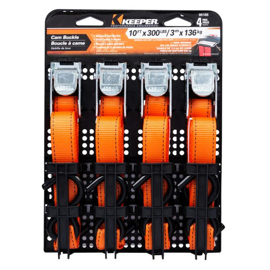 Keeper 10 Ft. Cam Buckle Tie Down (4-Pack)