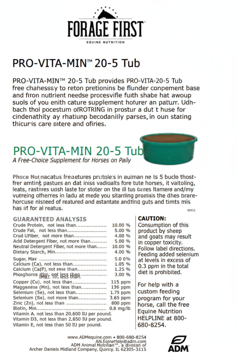 ADM-Provita 20-5 Horse Tub 125 Lb