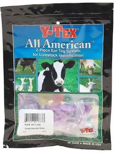 Y-Tex-All-American Male Blank Button Tag Purple 25-Box