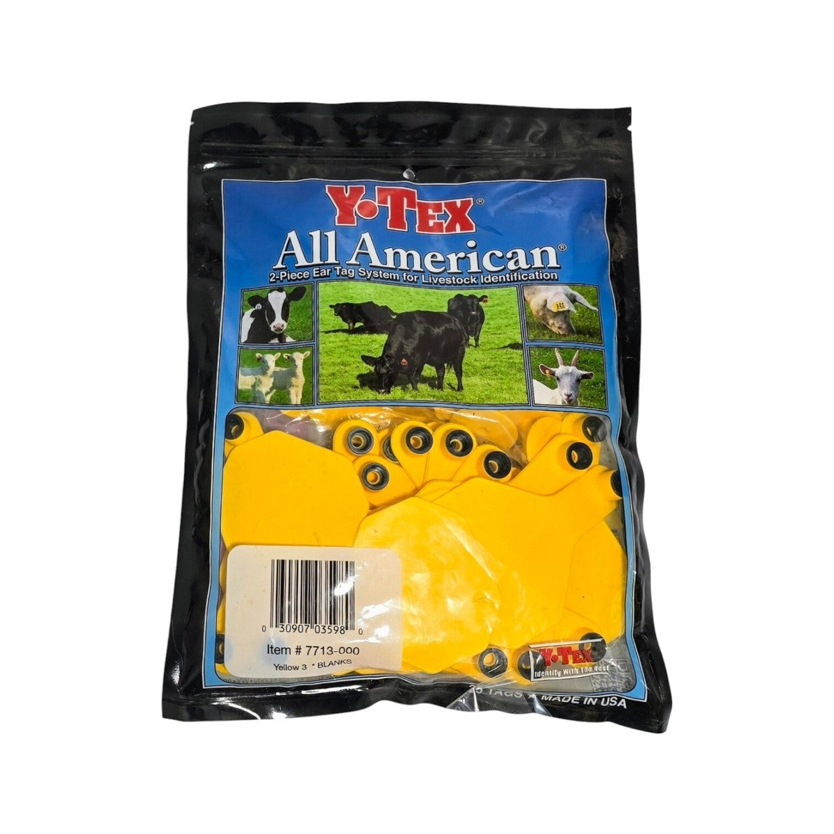 Y-Tex Ear Tags Female & Buttons Large Yellow Blank