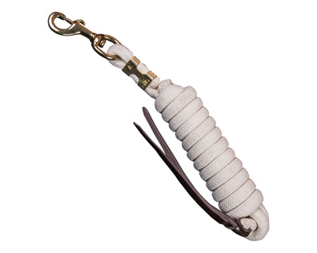Pima Cotton Lead Rope - 5/8" x 10', Brass Snap, Leather Popper