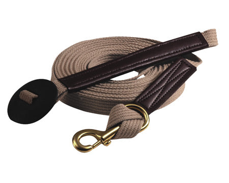 25' Cotton Lunge Line with Rubber Butt & Padded Handle