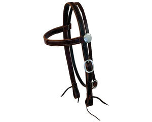 Browband Headstall - 1" Premium Leather, Tie Bit Ends