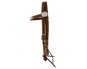 Browband Headstall - 3/4" Premium Leather, Tie Bit Ends