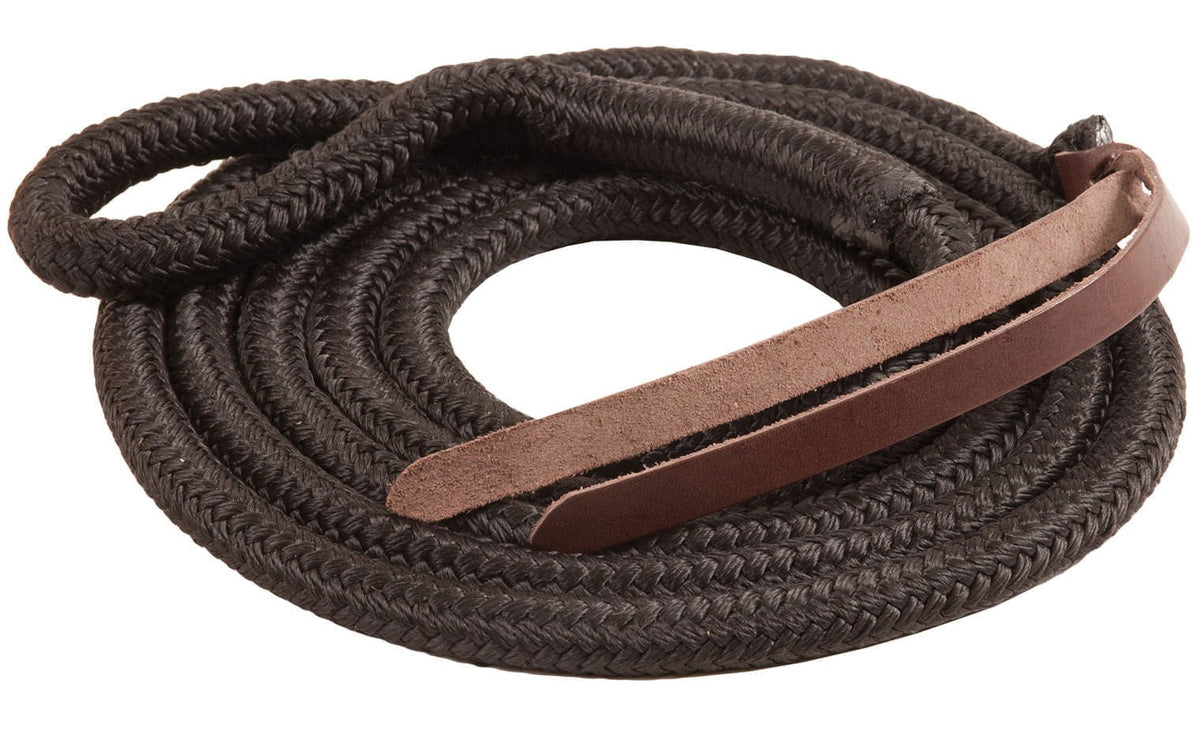 Cowboy Eye-Slide Poly Lead Rope with Leather Popper – 5/8" x 9'