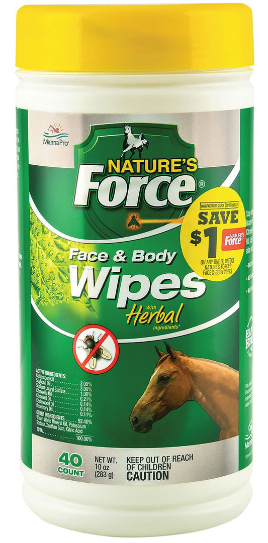 Manna Pro Nature's Force Horse Insect Repellent Wipes (40-Ct.)