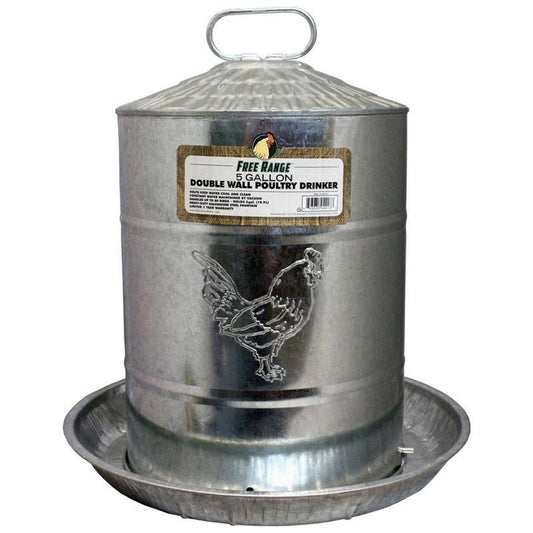 Manna Pro-Poultry Drinker Double-Wall Galvanized Steel 2 Gallon Capacity