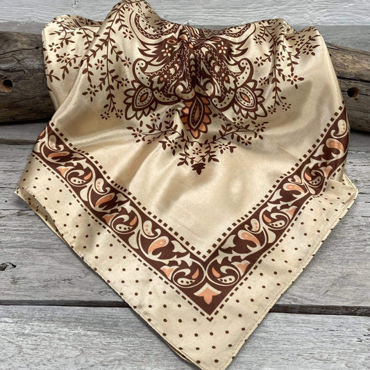 PRE 45" USIN WILD RAG TAN PAISLEY SQUARES